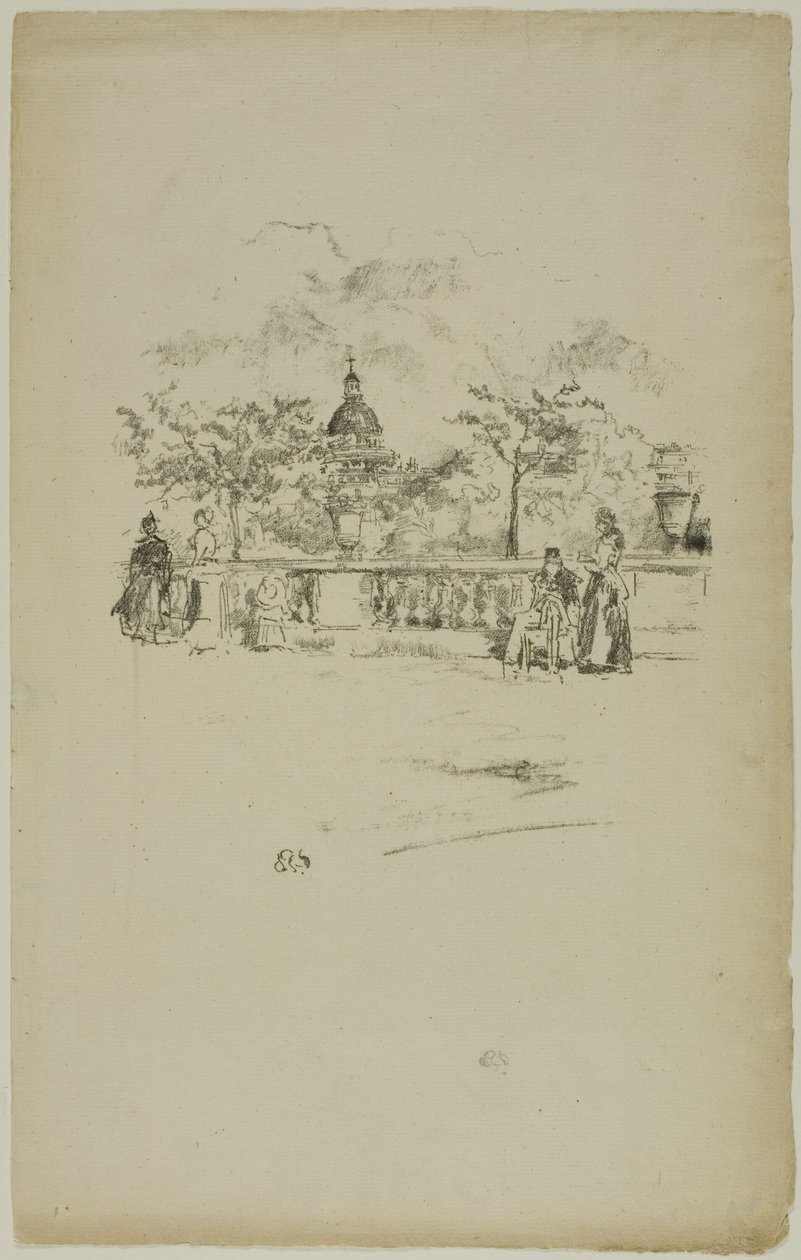 Het Pantheon, vanaf het terras van de Luxemburgse Tuinen door James McNeill Whistler