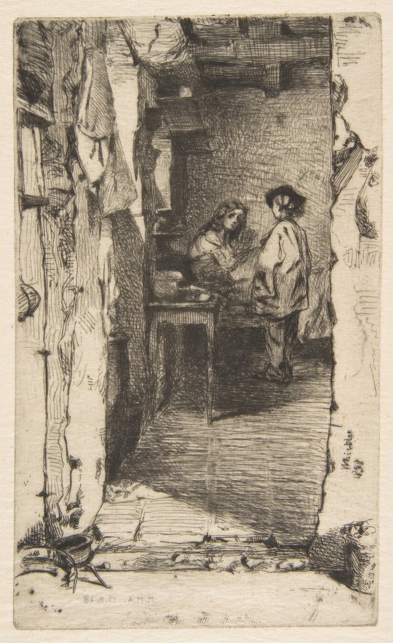 De lompenverzamelaarsters (lompenrapers, Quartier Mouffetard, Parijs) door James McNeill Whistler