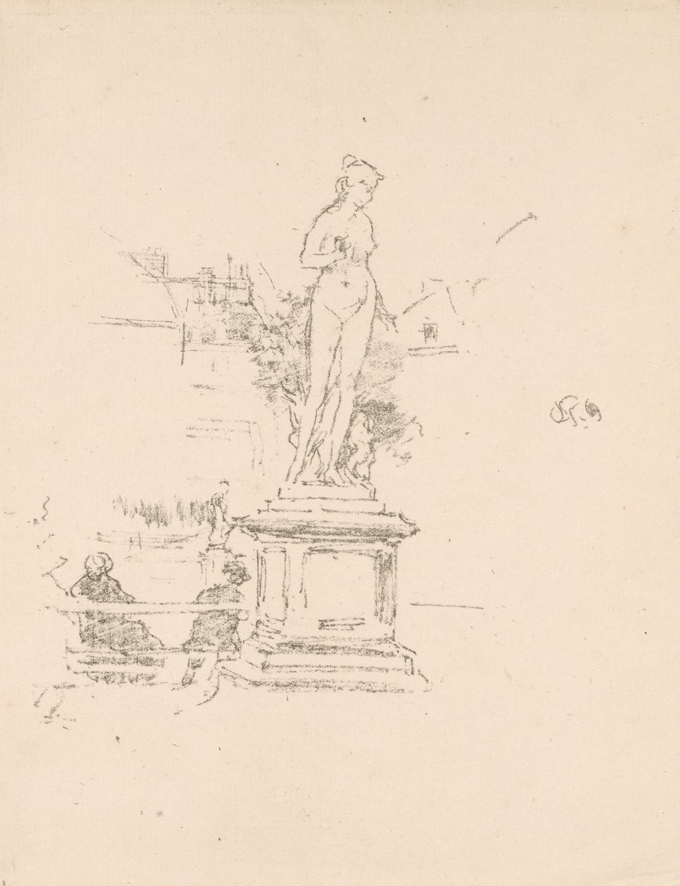 Het standbeeld, Luxemburgse tuinen door James McNeill Whistler