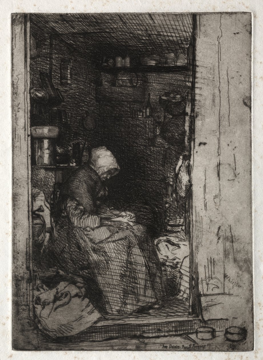 Twaalf etsen naar de natuur:  La Veille aux Loques door James McNeill Whistler