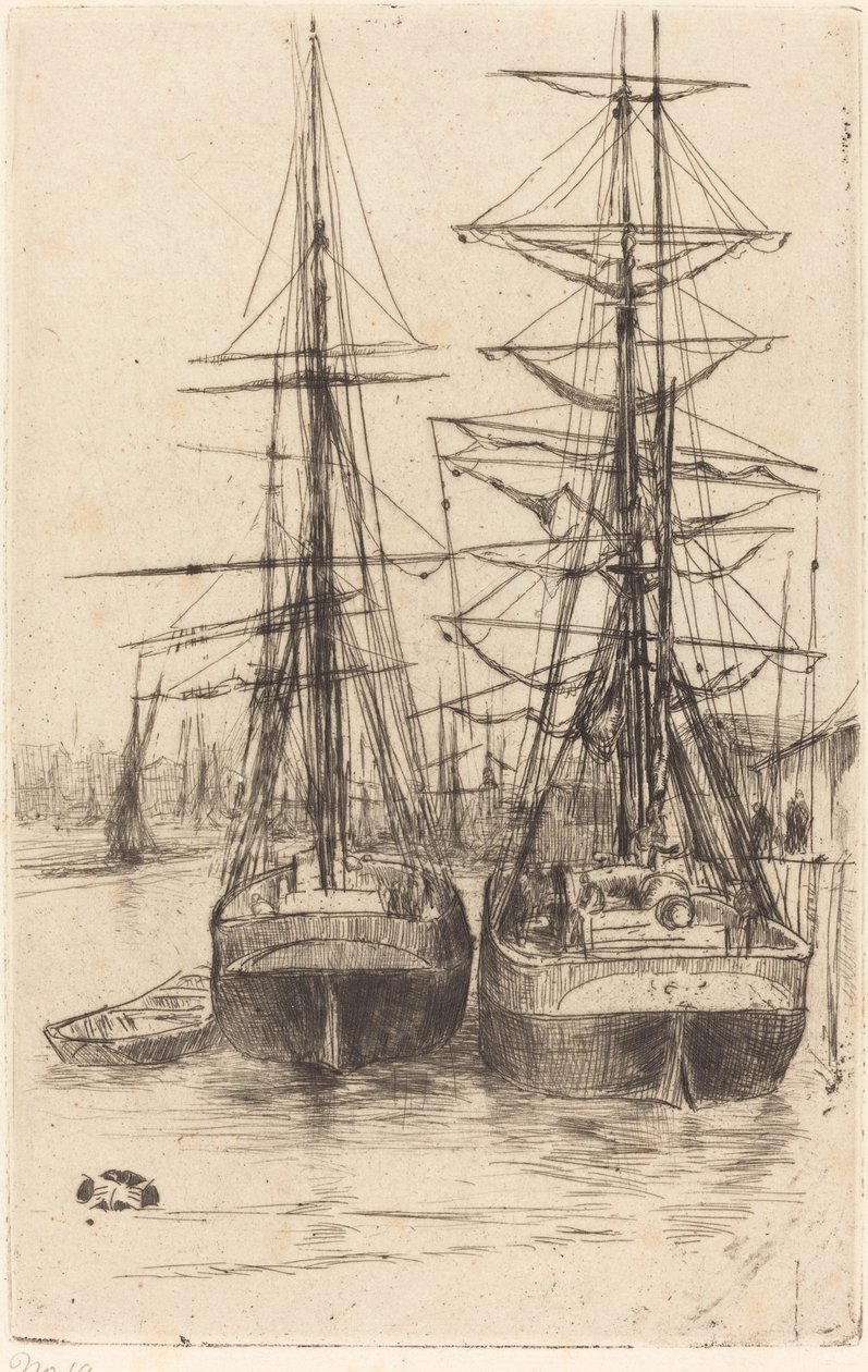 Twee Schepen door James Abbott McNeill Whistler