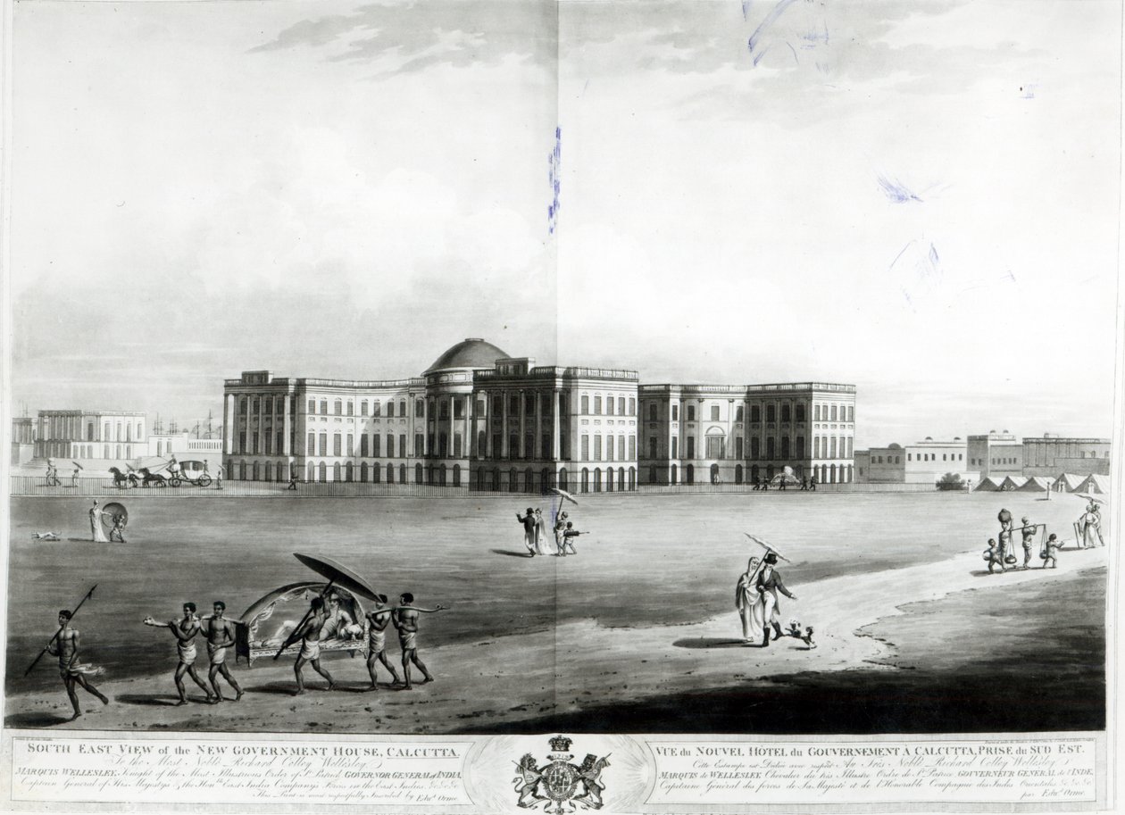 Zuidoostelijk uitzicht op het nieuwe regeringshuis, Calcutta door James Moffat