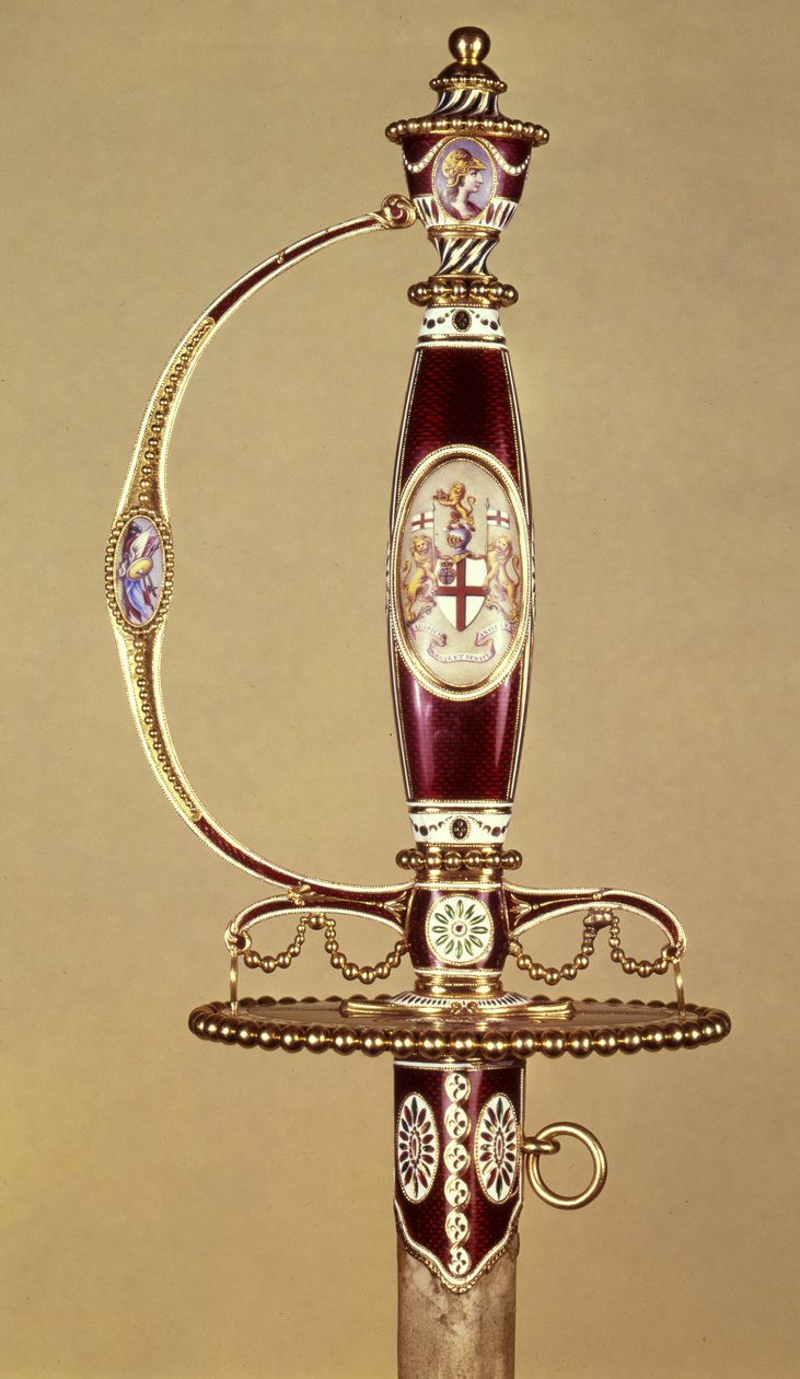 Heft van een zwaard gepresenteerd aan kolonel James Hartley (1745-99) door de Oost-Indische Compagnie, gezet door James Morisset (c.1766-c.1800) c.1780 door James Morisset