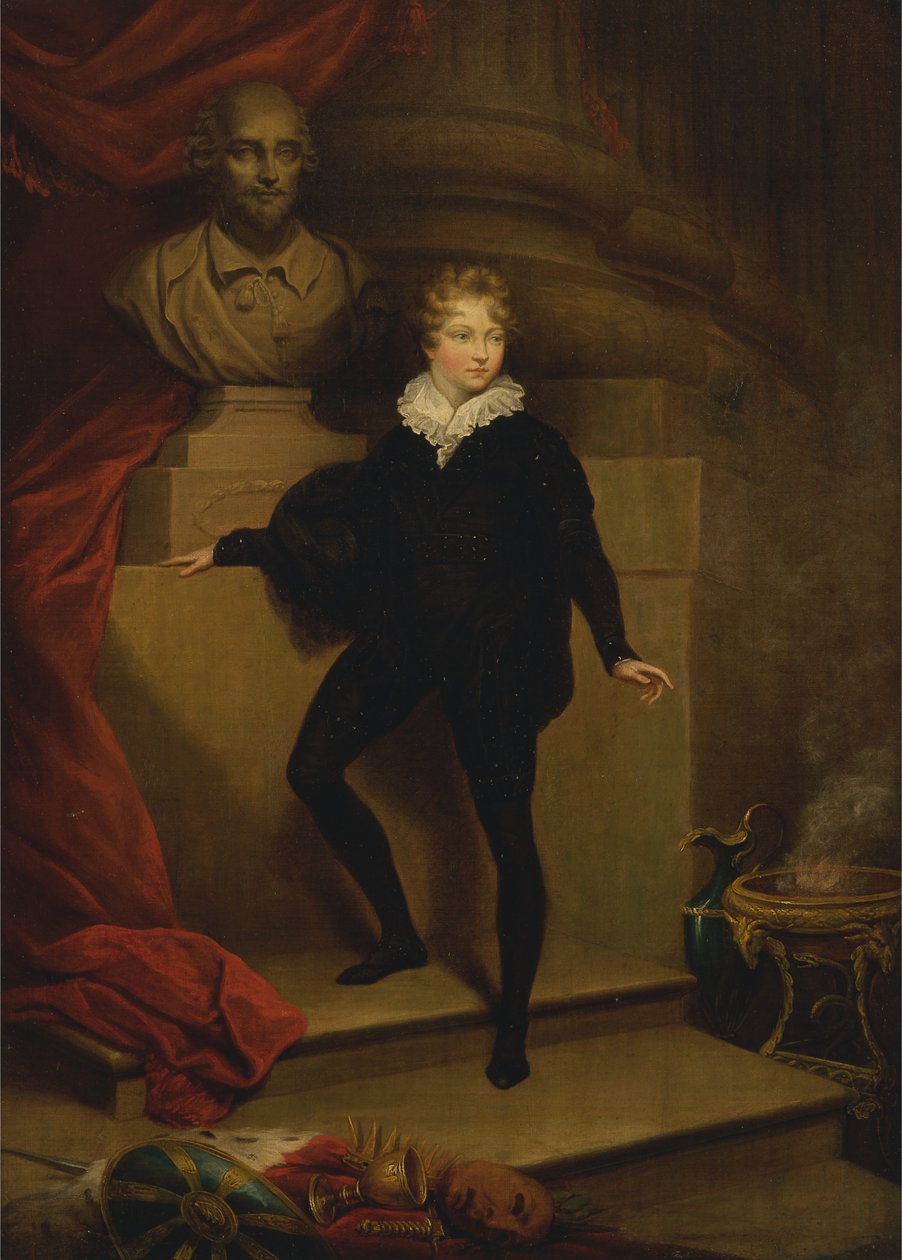 Meester Betty als Hamlet, voor een buste van Shakespeare door James Northcote