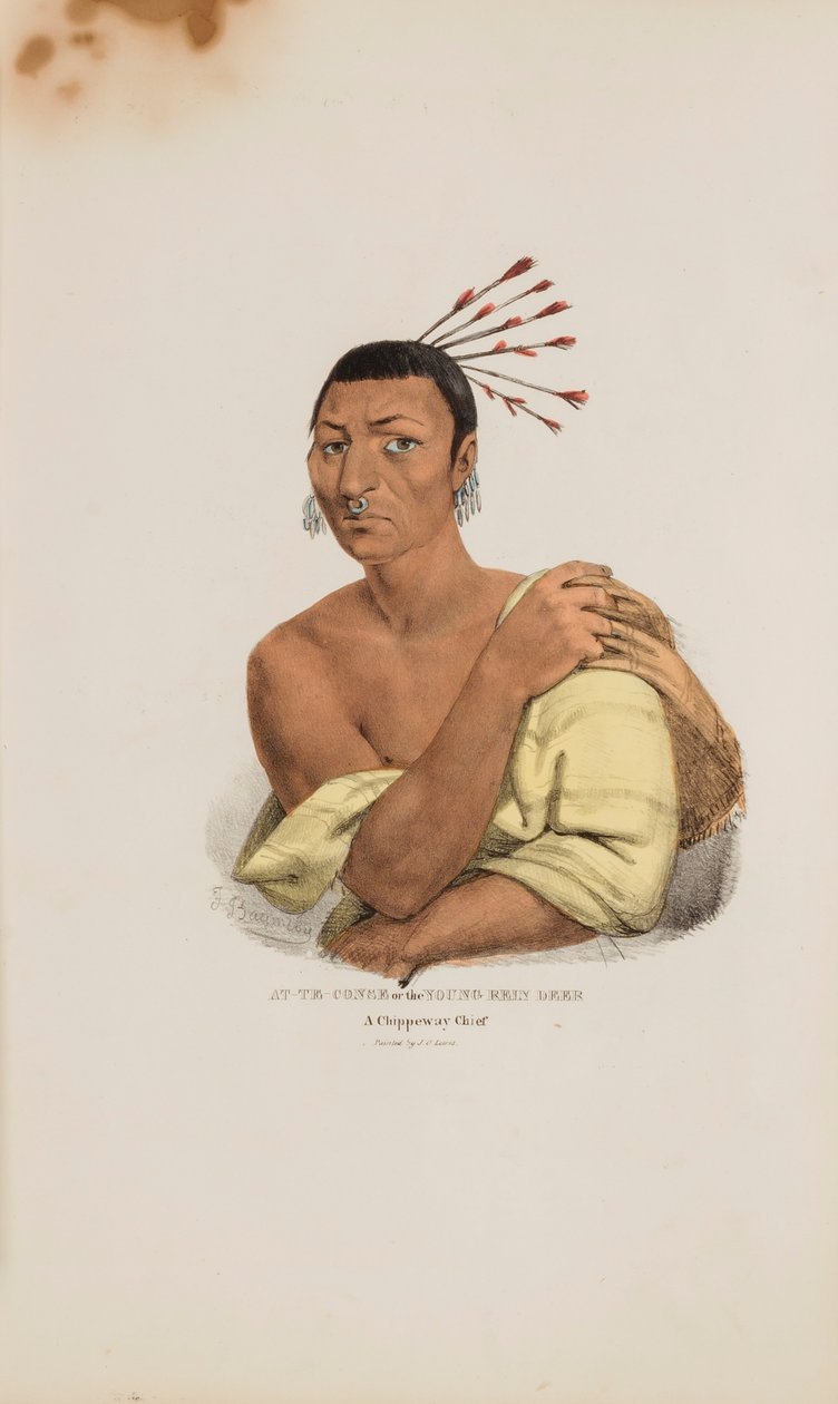 AT-TE-CONSE of het jonge ree; een Chippeway opperhoofd, uit de Aboriginal Portfolio door James Otto Lewis