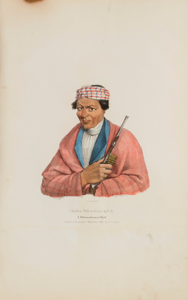 CAN-NO-SA-QUA; Een Pottowattomie opperhoofd, uit de Aboriginal Portfolio door James Otto Lewis