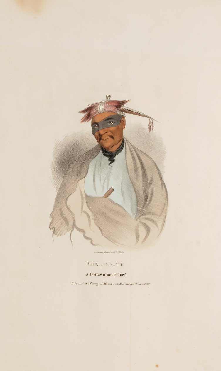 CHA-CO-TO, een Pottowattomie opperhoofd, uit de Aboriginal Portfolio door James Otto Lewis