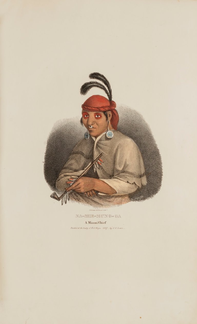 NA-SHE-MUNG-GA, een opperhoofd uit Miami, uit de Aboriginal Portfolio door James Otto Lewis