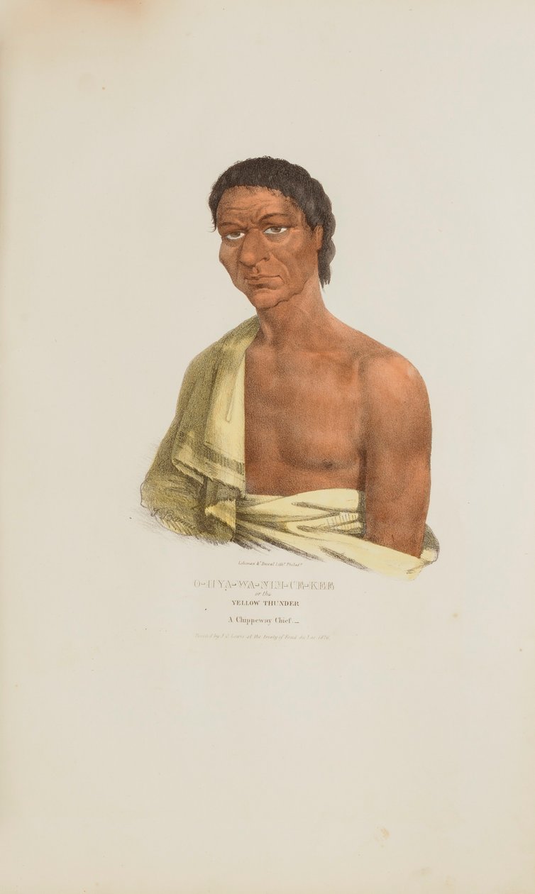 O-HYA-WA-NIM-CE-KEE of de Gele Donder; Een Chippeway opperhoofd, uit de Aboriginal Portfolio door James Otto Lewis
