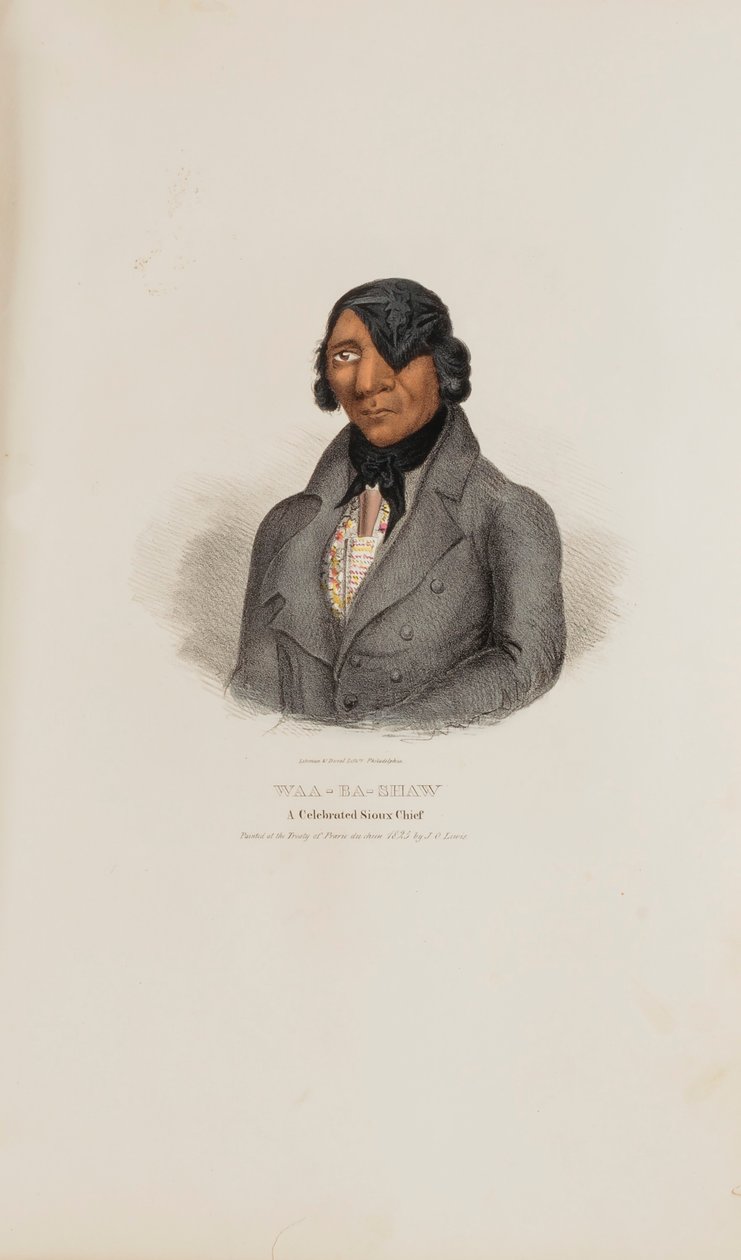 WAA-BA-SHAW; een gevierd Sioux opperhoofd, uit de Aboriginal Portfolio door James Otto Lewis