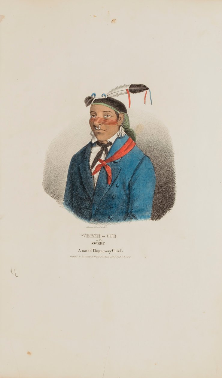 WEESH-CUB of de Zoete; een bekend Chippeway opperhoofd, uit de Aboriginal Portfolio door James Otto Lewis
