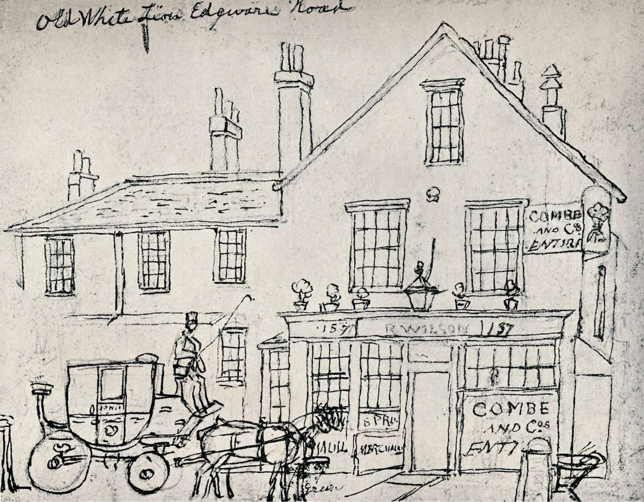De Oude Witte Leeuw, Edgware Road, ca. 1821 door James Pollard