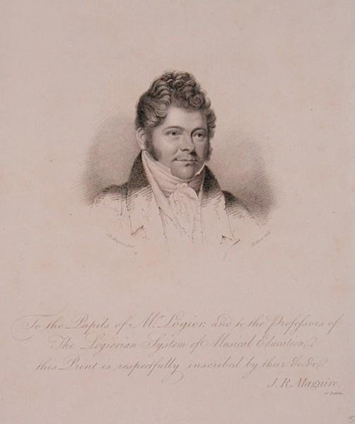 Portret van Johann Bernhard Logier (1777-1846) gegraveerd door H. Meyer (gravure) door James Robert (after) Maguire