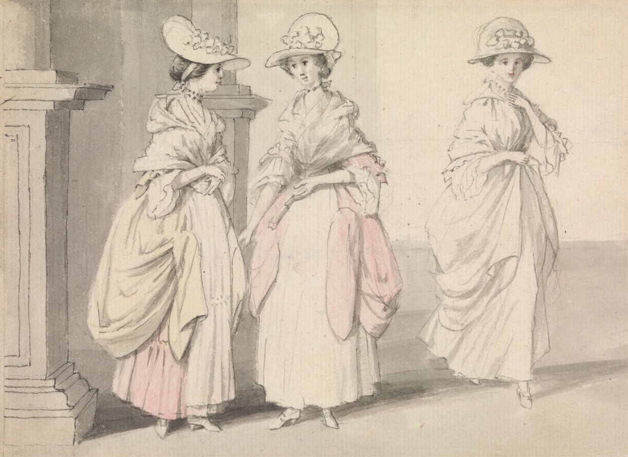 Drie dames op een terras door James Roberts