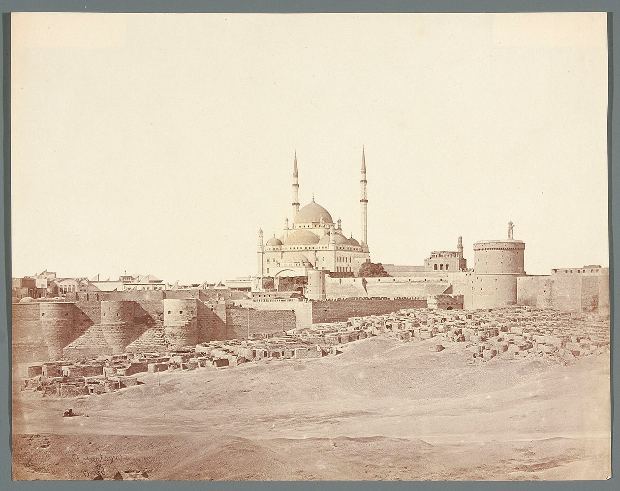 Egypte. Caïro. Algemeen gezicht op de Citadel met de albasten moskee van Muhammad Ali (1830-1848) door James Robertson
