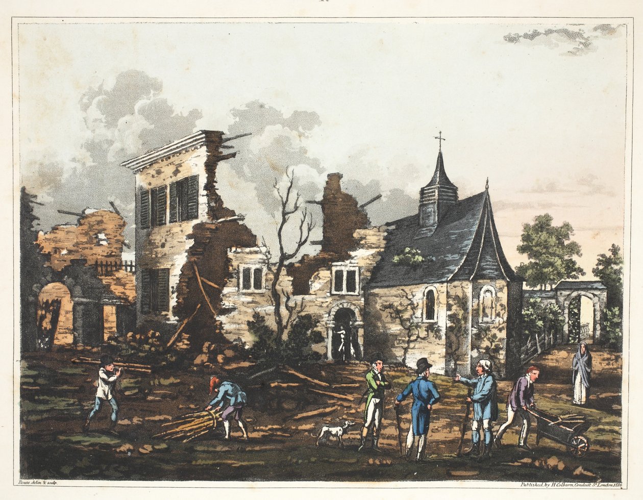 Kasteel van Hougoumont: Een uitzicht op het interieur gereduceerd tot een hoop ruïnes door James Rouse