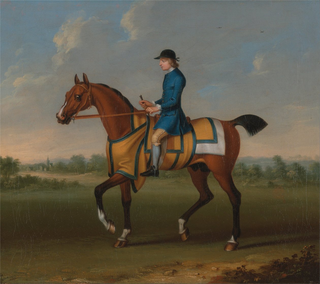 Een Bay Racepaard met Jockey Up door James Seymour