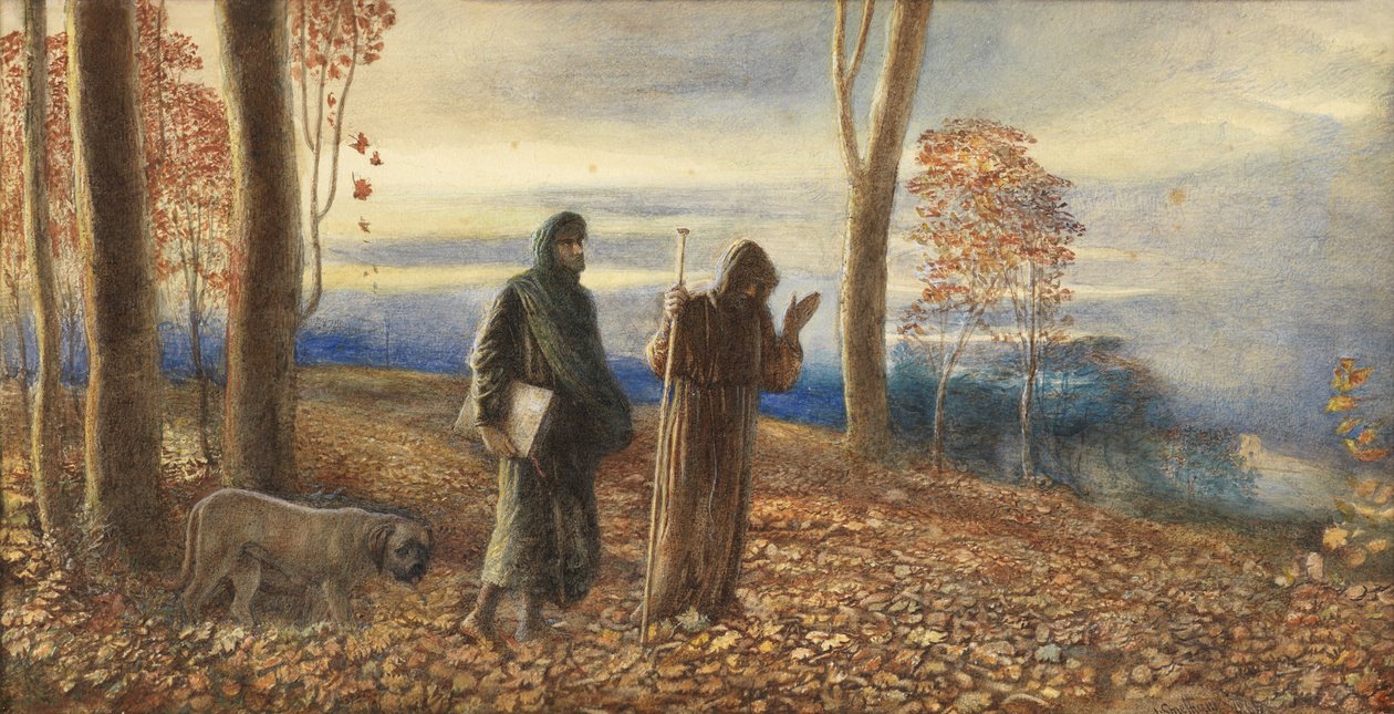 Dante en Virgil in Vallombrosa, 1866 door James Smetham