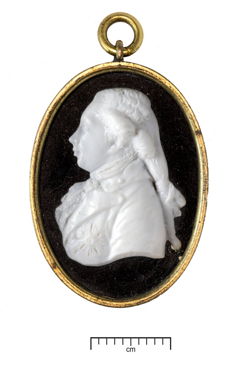 George IV, als prins van Wales, ca. 1790 (wit glas in vergulde metalen lijst) door James Tassie
