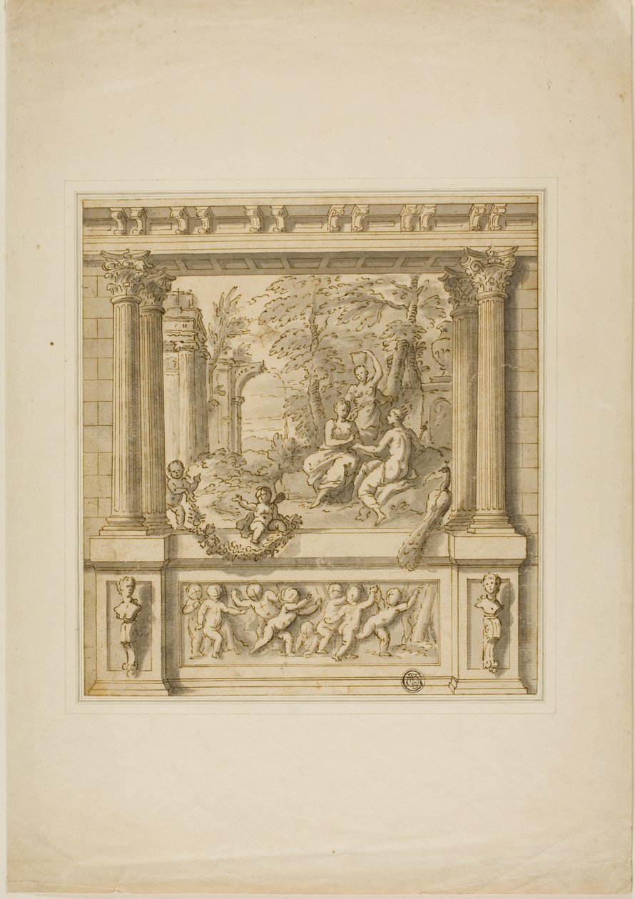 Muurschildering met Verhaal van Egeria & Numa Pompilius door James Thornhill