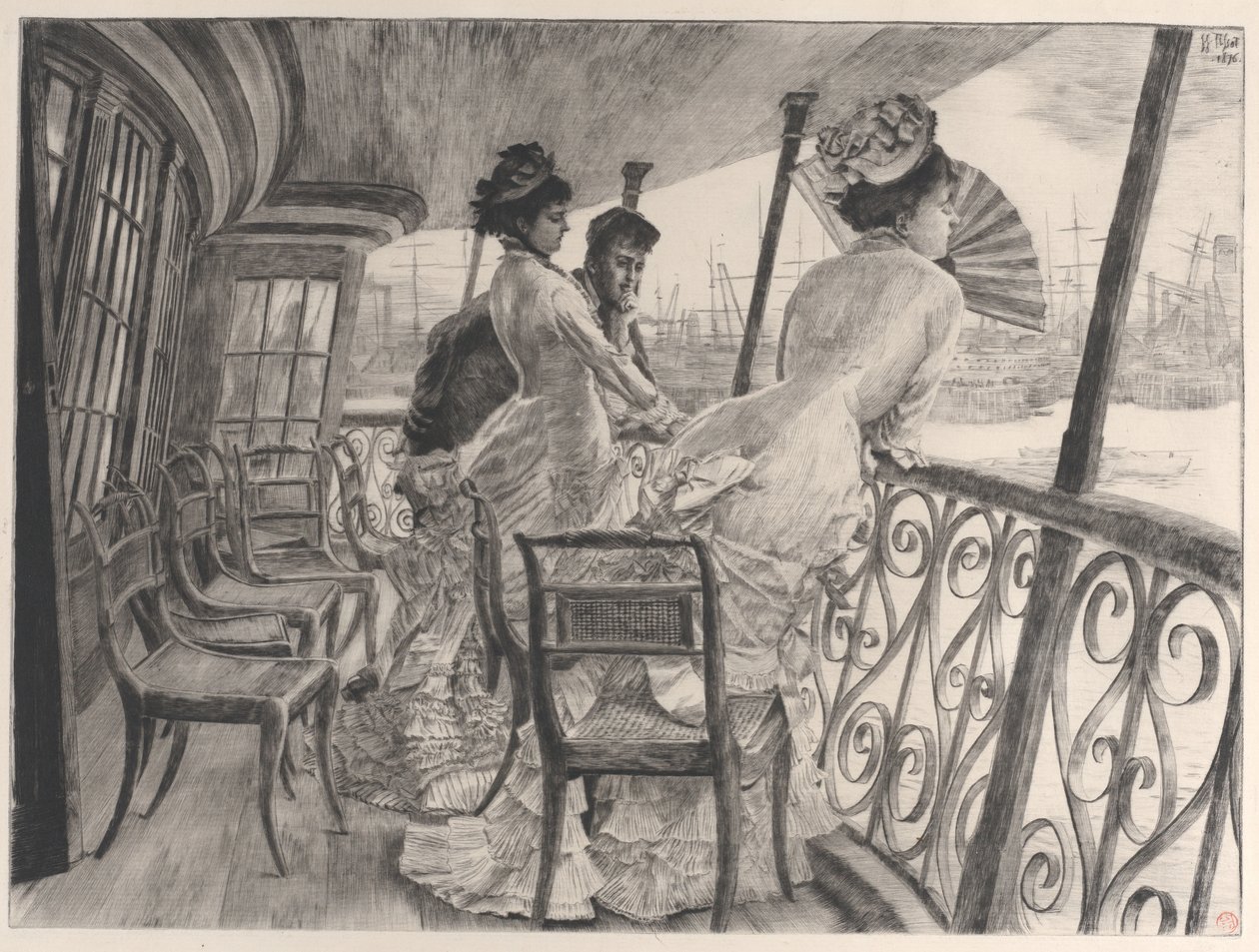 De Galerij van H.M.S. Calcutta Souvenir van een Bal aan Boord door James Tissot