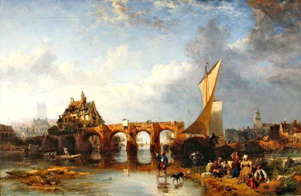 De Pont des Treilles over de rivier Maine bij Angers door James Vivien de Fleury