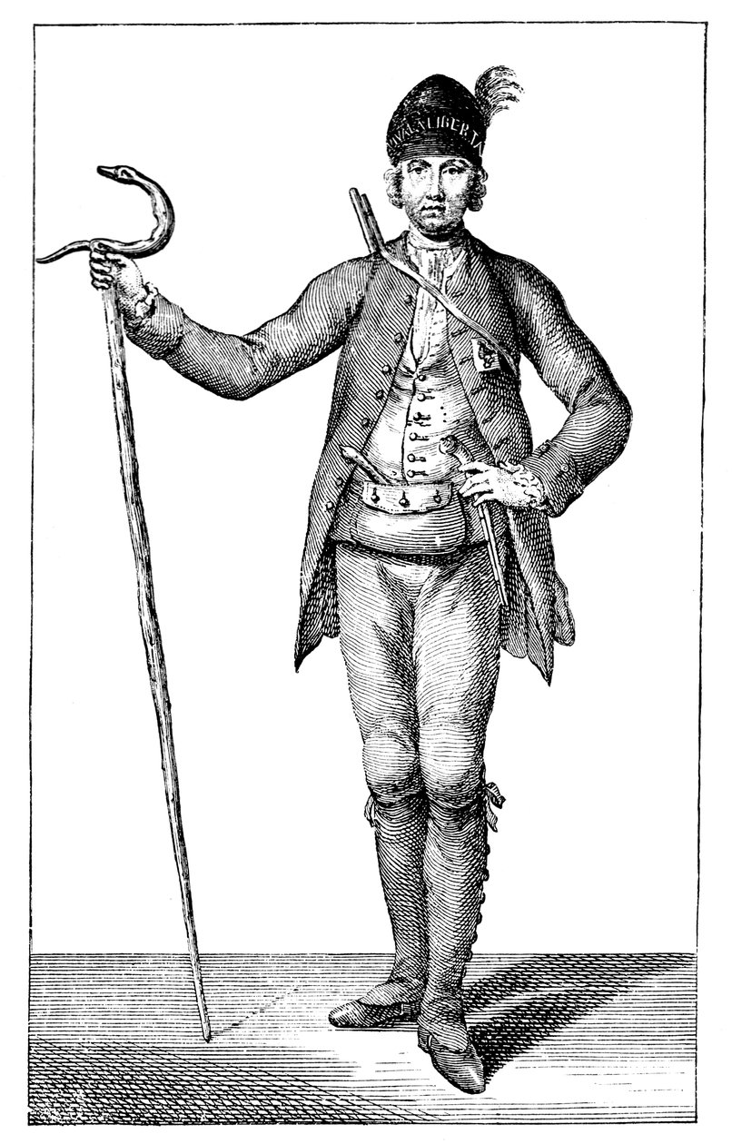 James Boswell, esq in de kleding van een gewapende Corsicaanse Chef, 1769 door James Wale