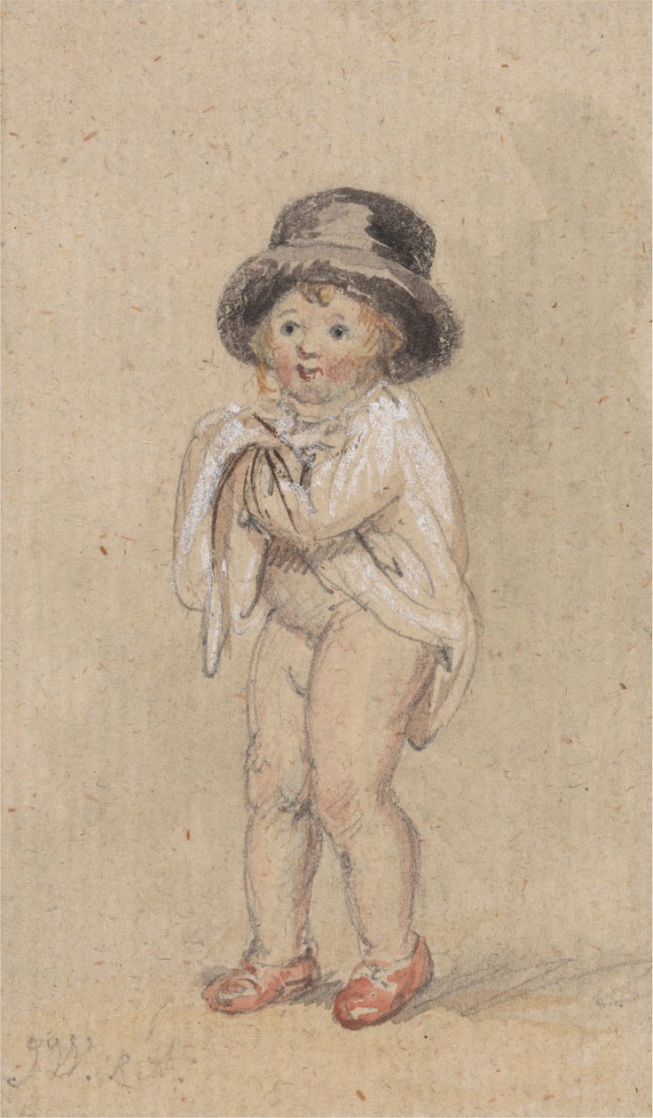 Een Kleine Jongen met Rode Schoenen (Kind met Rode Schoenen en een Hoge Hoed) door James Ward