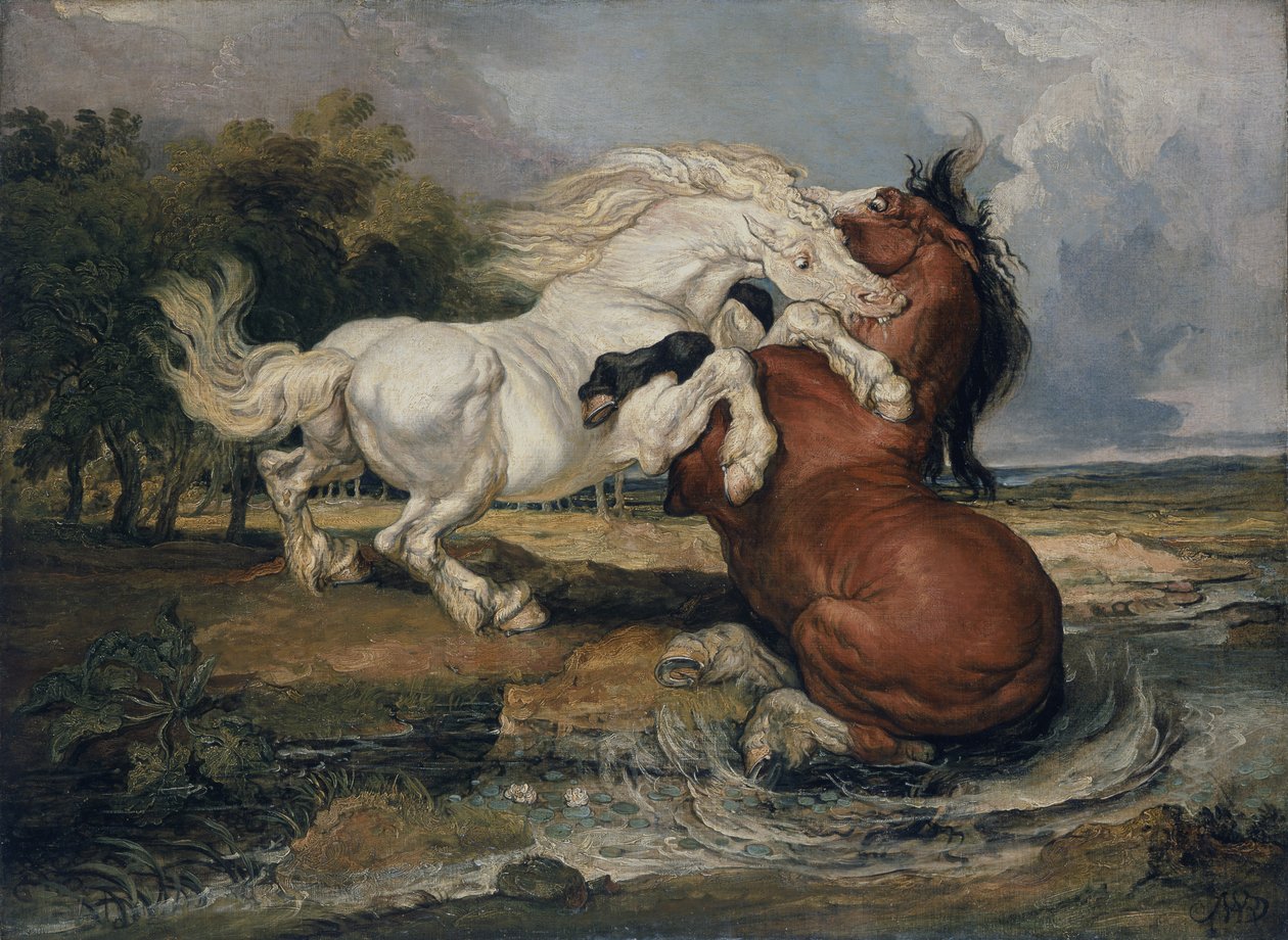 Vechtende paarden door James Ward