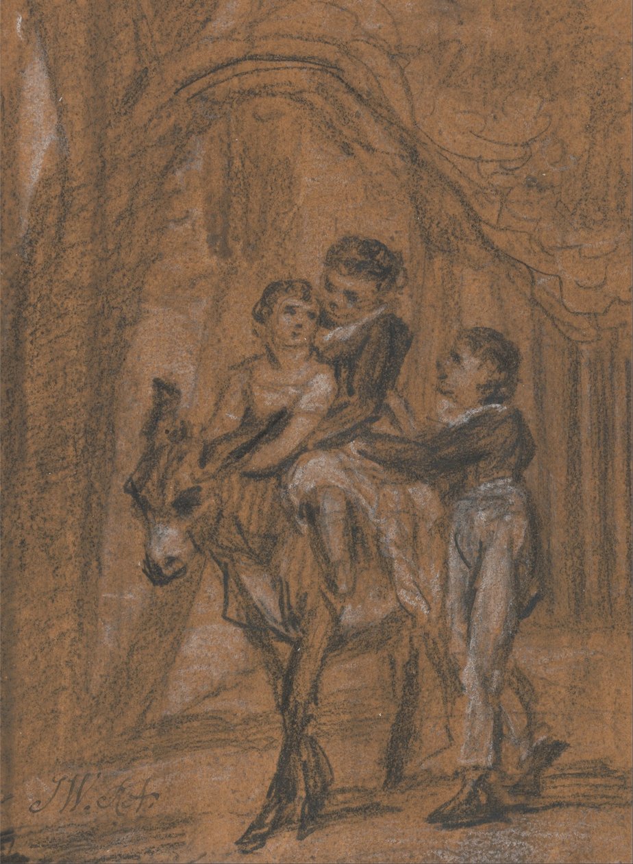 Studie voor het olieverfschilderij "De kinderen van Theophilus Levitt, Esquire. (Dit waren de kinderen van Theophilus Levett uit Staffordshire, een regelmatige beschermheer van Ward). door James Ward