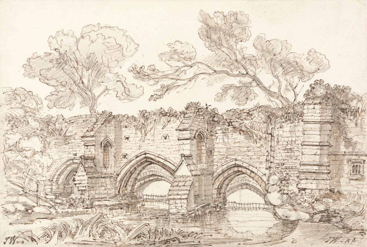 De oude dubbele brug, Bury St. Edmunds door James Ward