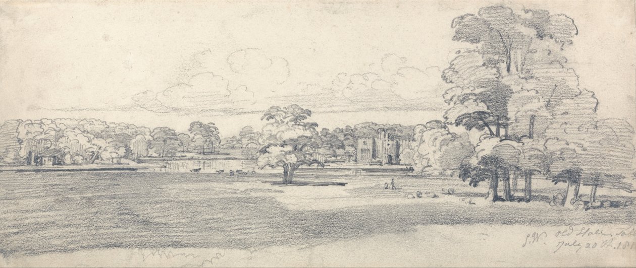 The Old Hall, Tabley, omringd door park, 20 juli 1814 (1819) door James Ward