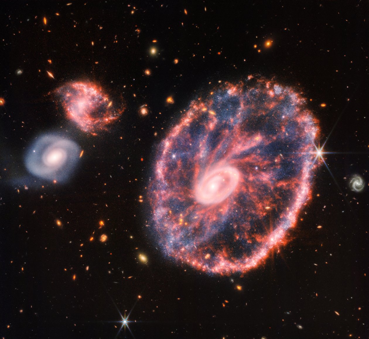 Cartwheel Galaxy (NIRCam and MIRI Composite Image) door James Webb Space Telescope (NASA)
