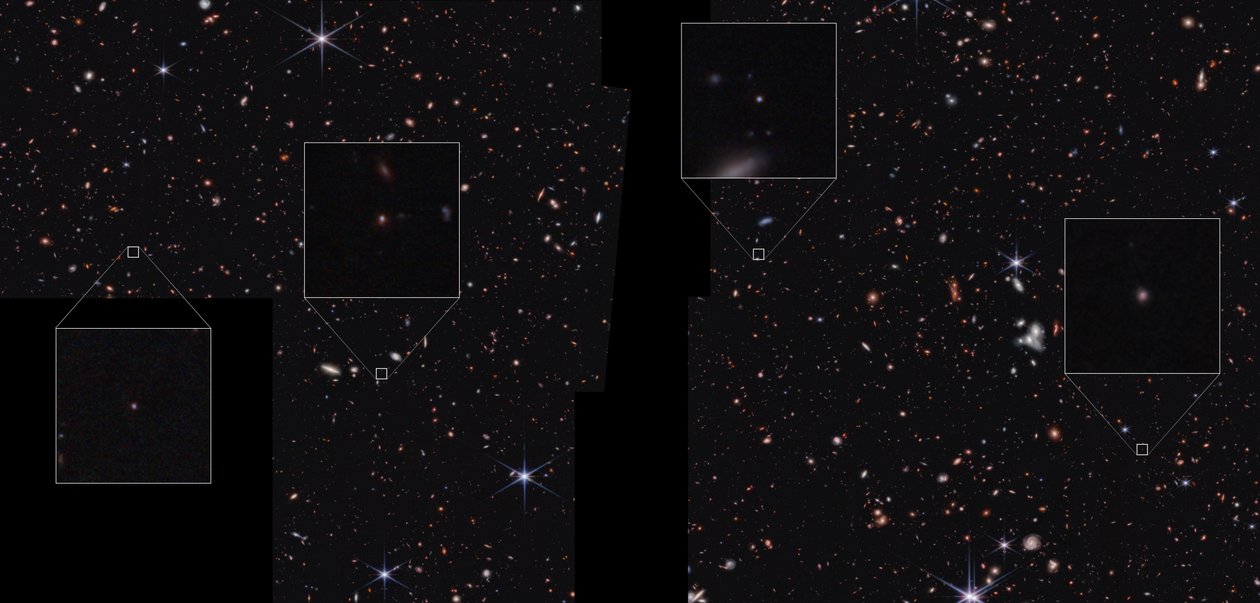 Sterrenstelsels in het CEERS-veld (opname met NIRCam) door James Webb Space Telescope (NASA)