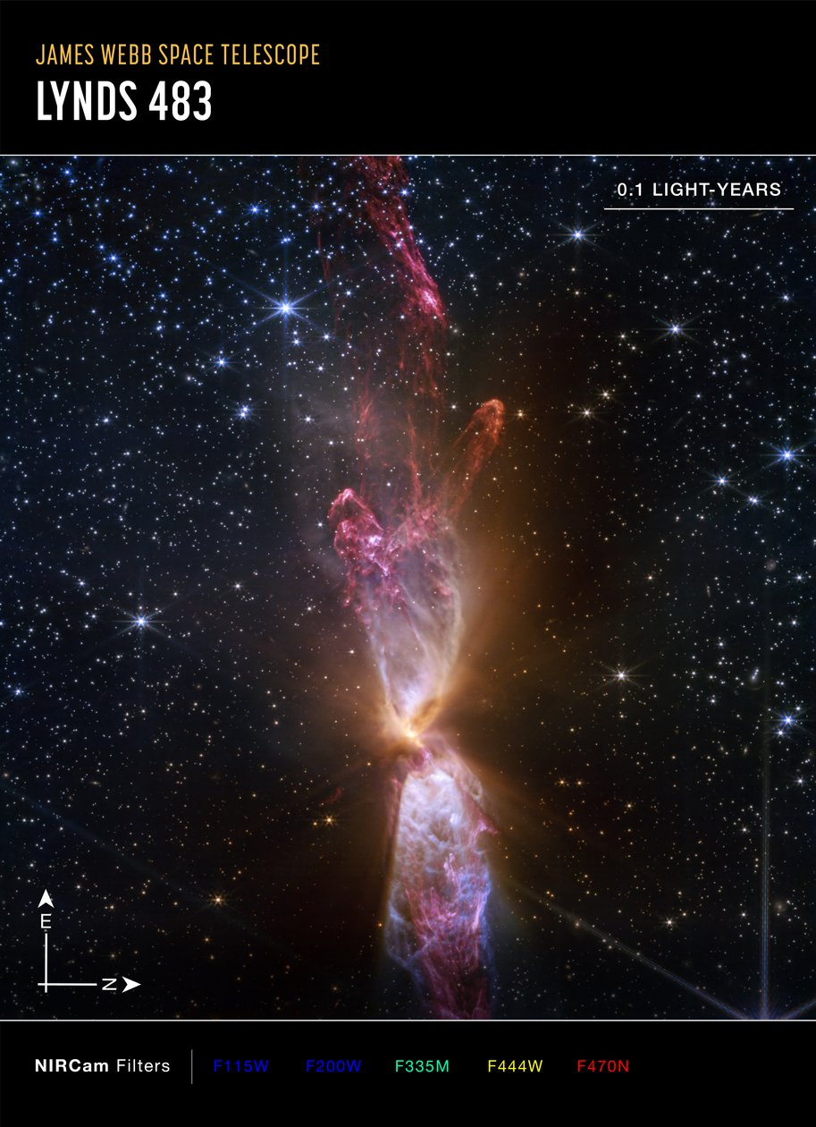 Lynds 483 (NIRCam Compass-opname) door James Webb Space Telescope (NASA)