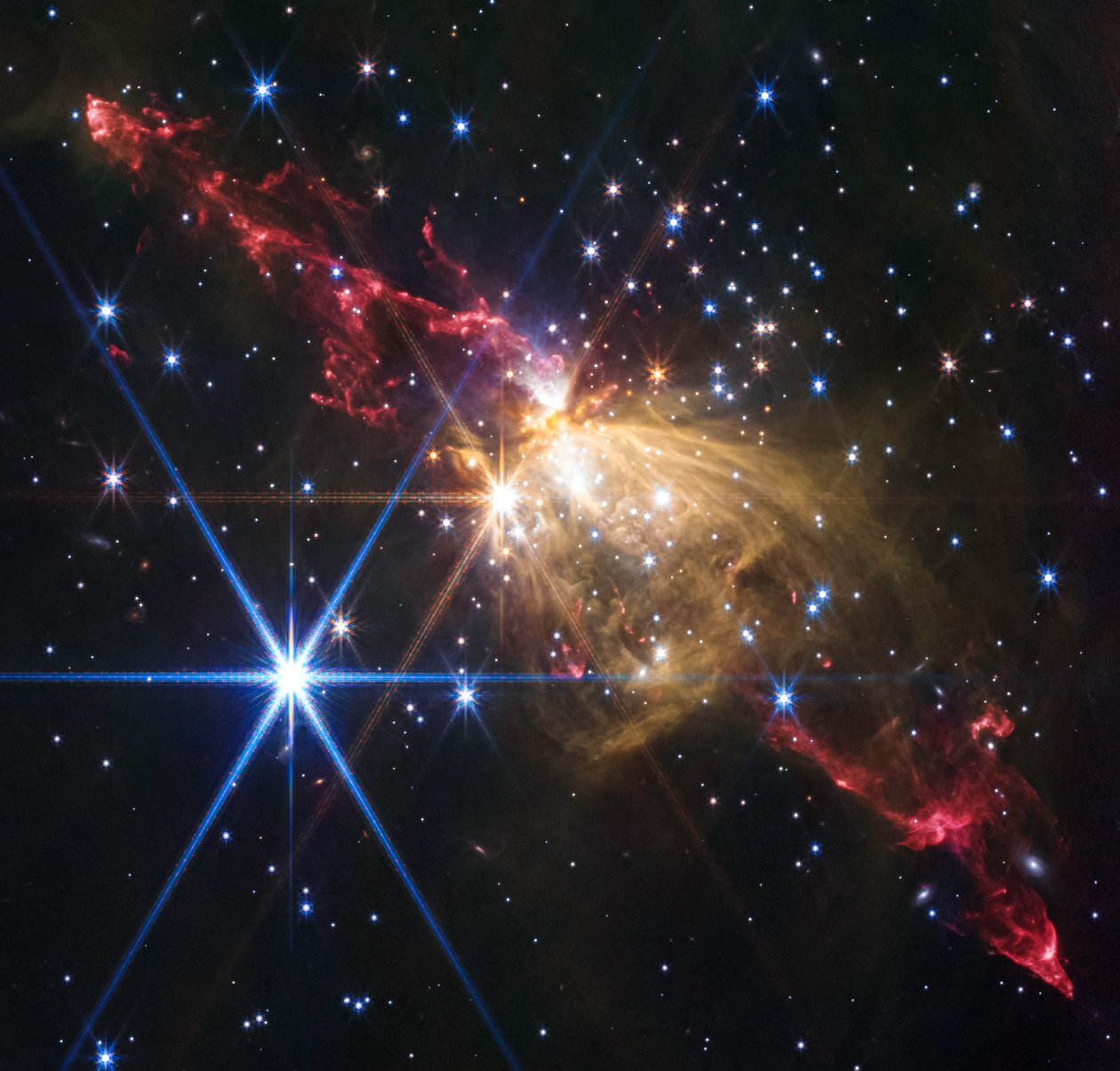 Sterrenjet in Sh2-284 (NIRCam-opname) door James Webb Space Telescope (NASA)