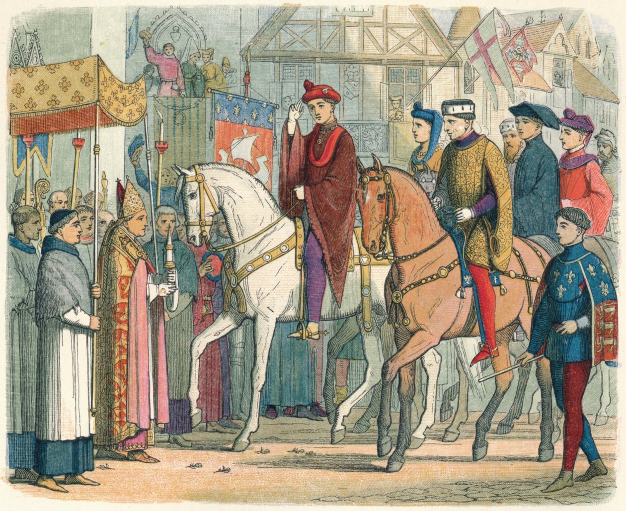 Charles en Henry verwelkomd door de geestelijkheid, 1420 1864 door James William Edmund Doyle