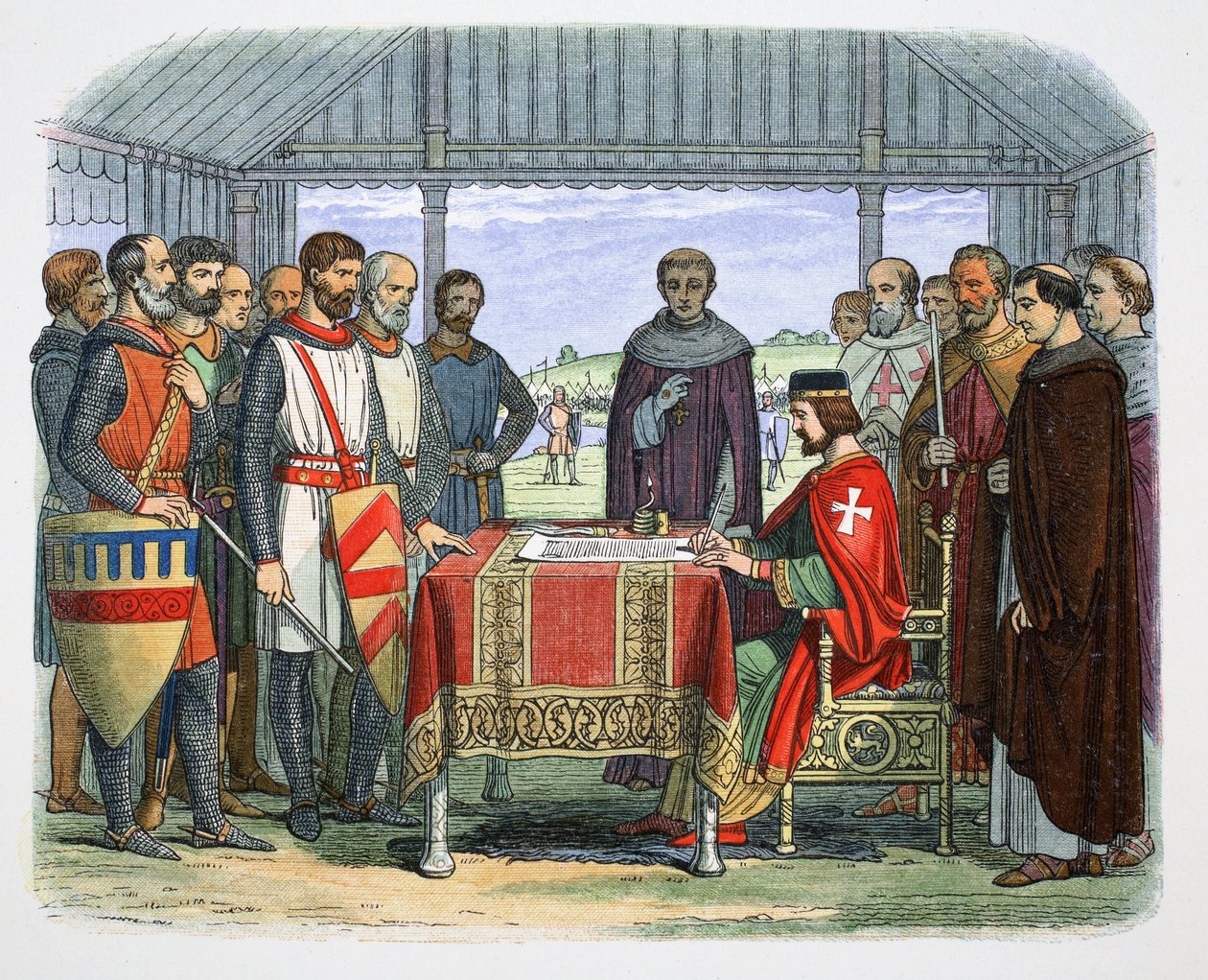 Koning Jan ondertekent het Grote Handvest, Runnymede, Surrey door James William Edmund Doyle