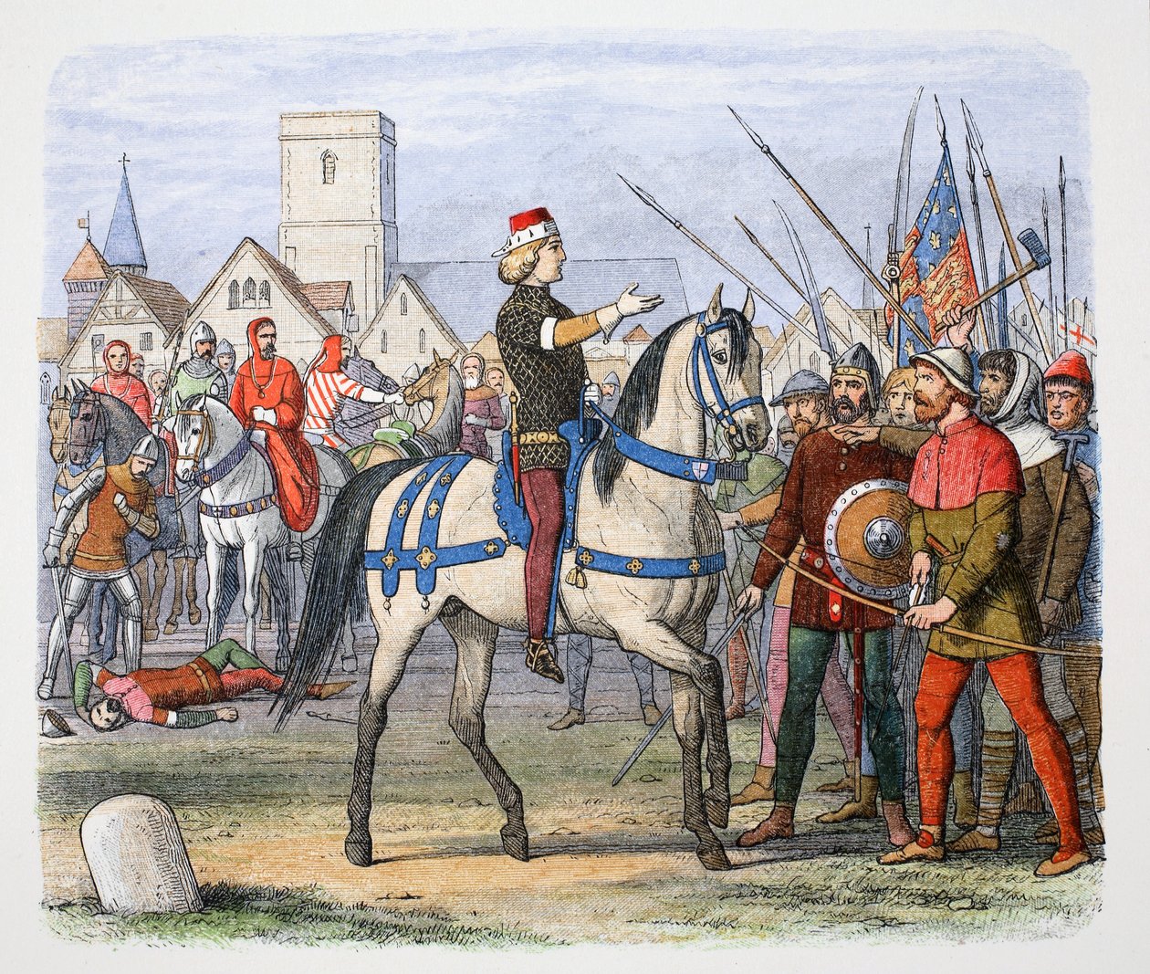 Koning Richard II ontmoet de rebellen in Smithfield, Boerenopstand, 1381 door James William Edmund Doyle