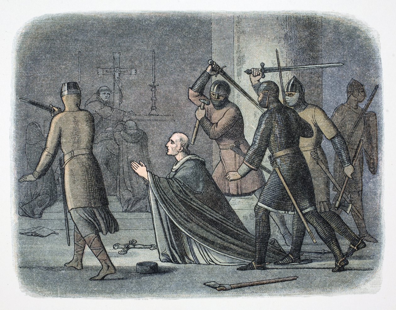 Moord op Thomas Becket, Canterbury Cathedral, Kent, 1170, 1864 door James William Edmund Doyle