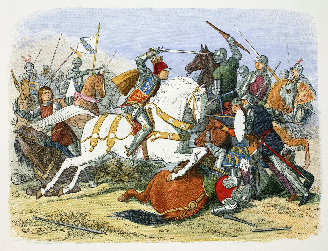 Richard III van Engeland bij de Slag om Bosworth Field, Leicestershire, 1485, 1864 door James William Edmund Doyle