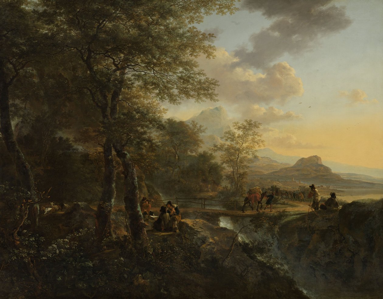 Italiaans landschap met een tekenaar, c.1650-52 door Jan Dirksz Both