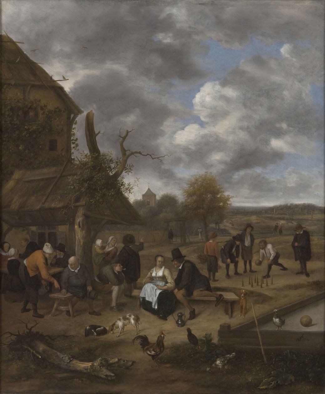 Landschap met een herberg door Jan Havickszoon Steen