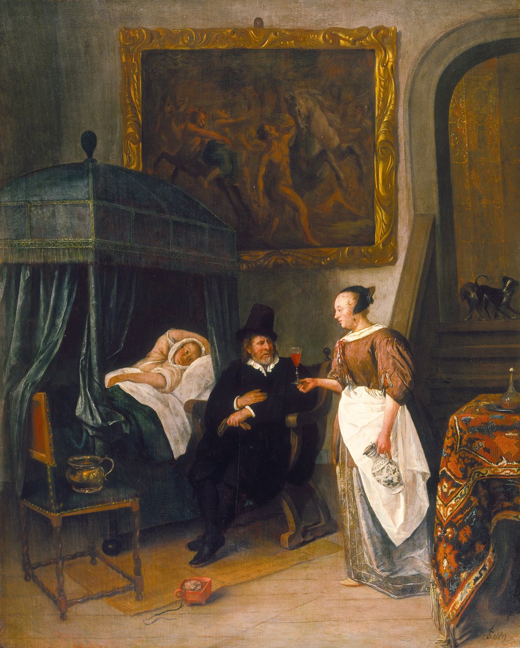 Het doktersbezoek door Jan Havickszoon Steen