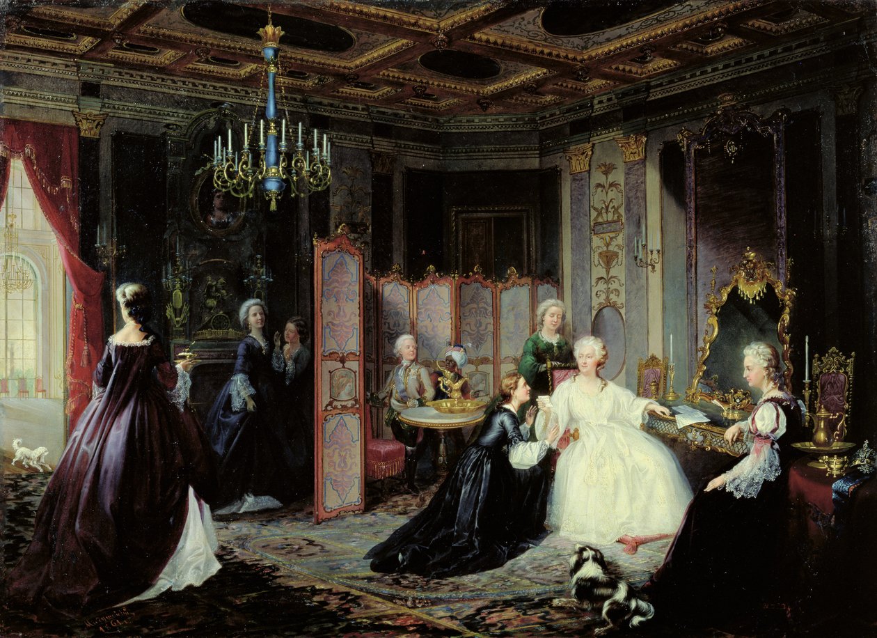 Keizerin Catharina de Grote (1729-96) ontvangt een brief, 1861 door Jan Ostoja Mioduszewski