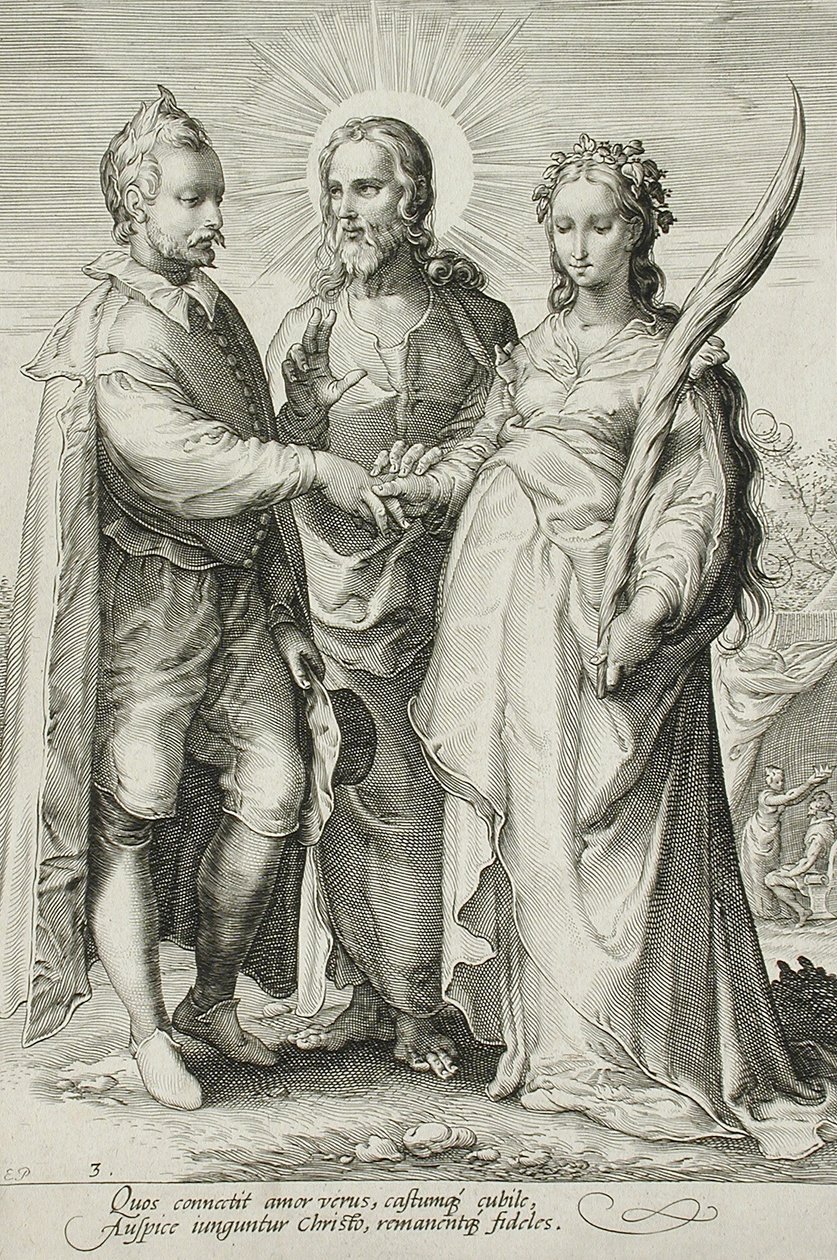Het Christelijk Huwelijk, Plaat 3 van De Huwelijkstrilogie, c.1594 door Jan Saenredam