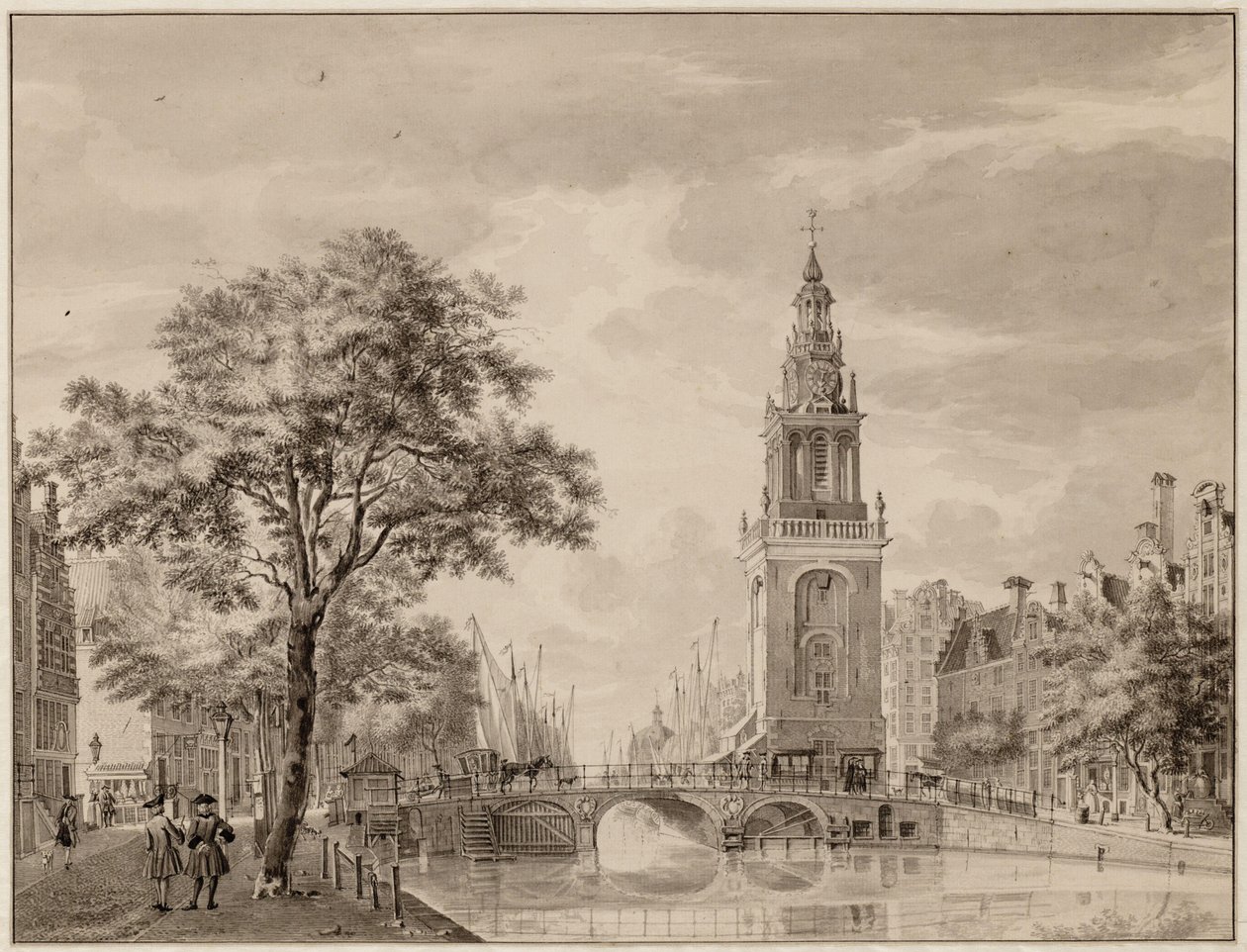 De Torensluis en de Jan Rodenpoortstoren. Tekening. Amsterdam, Stadsarchief Amsterdam door Jan de Beijer