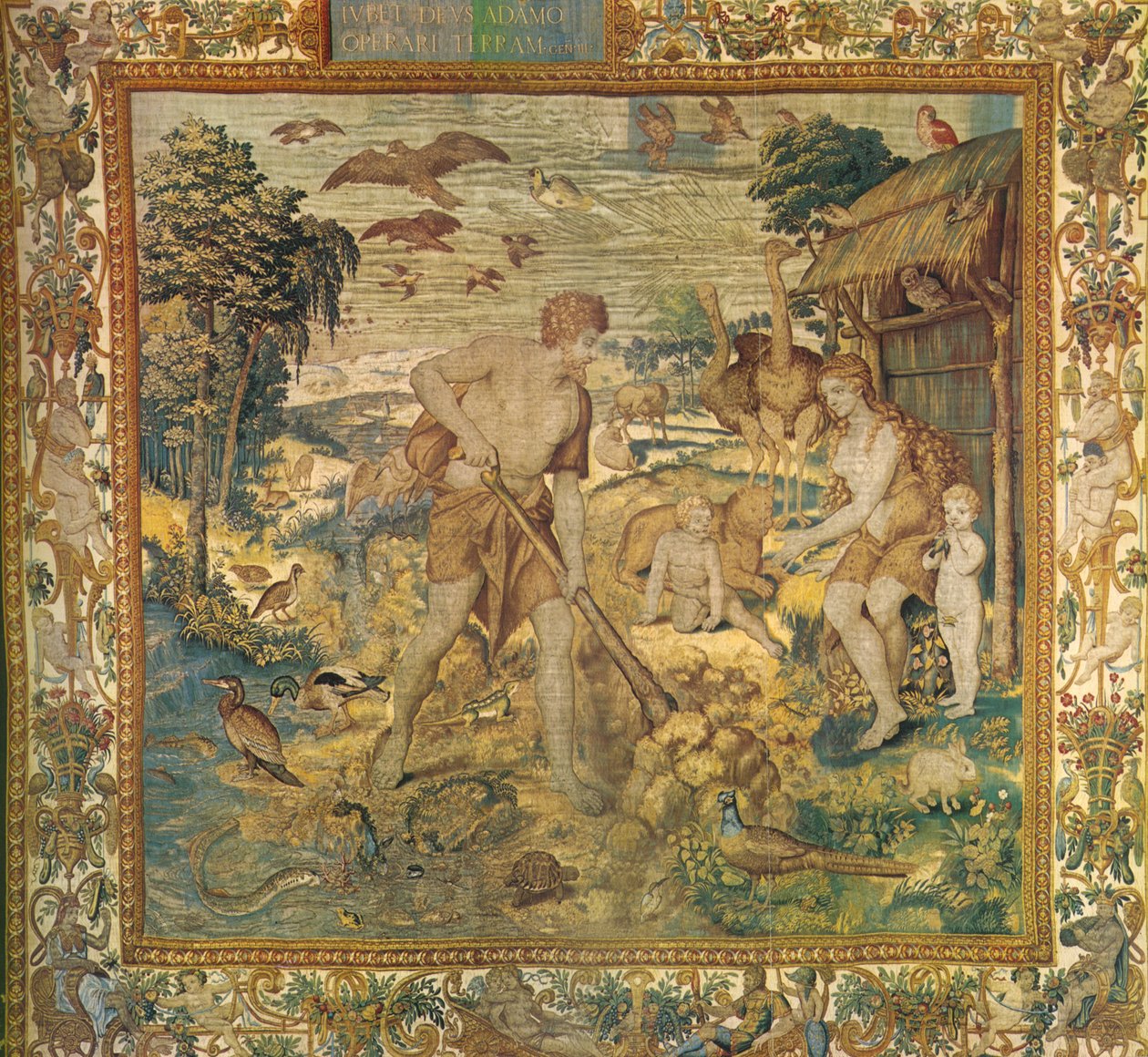 Adam aan het werk in het veld. Serie Geschiedenis van de Eerste Ouders door Jan de Kempeneer