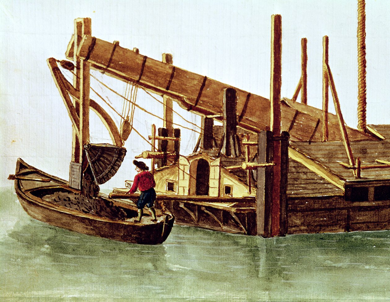 Baggeren van een kanaal door Jan van Grevenbroeck
