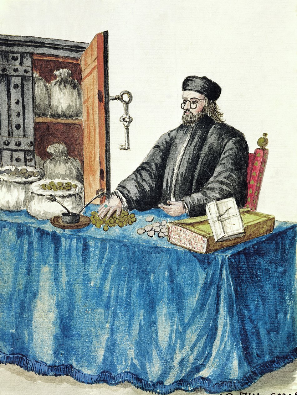 Venetiaanse Geldschieter, uit een geïllustreerd boek van kostuums door Jan van Grevenbroeck